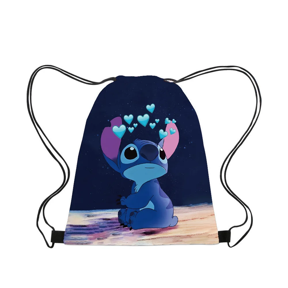 Disney Stitch Drawstring Bags Children Backpack Cartoon Mini Lilo&Stitch Travel Storage Bag Casual Swim Portable Backpack