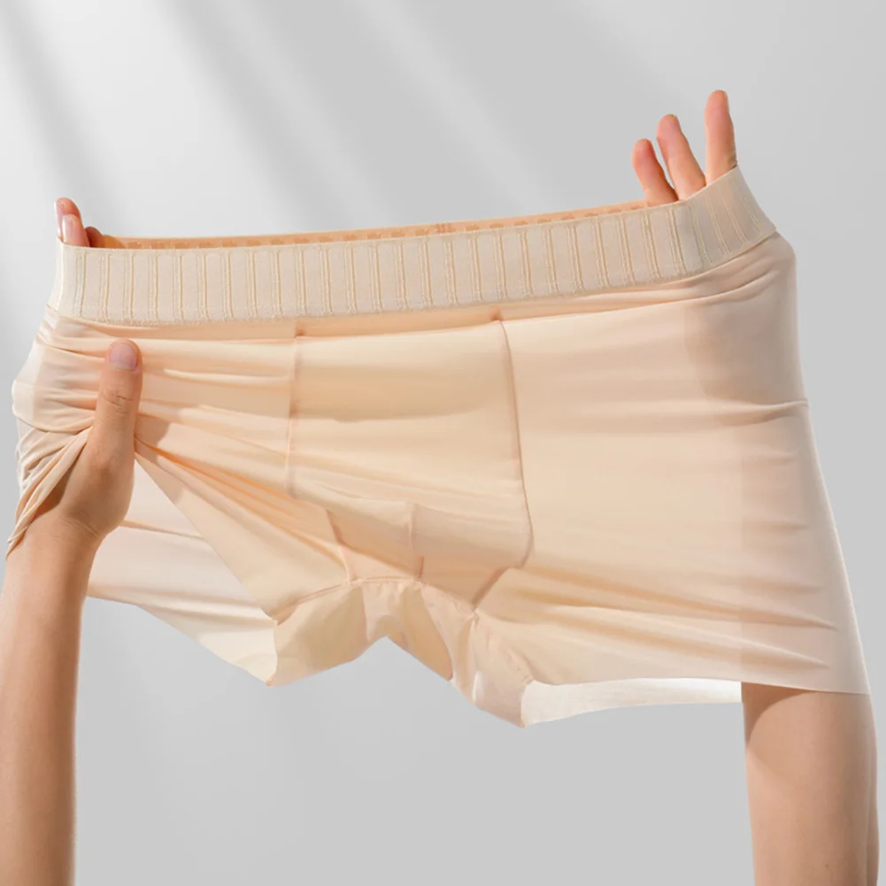 

Mens Elastic Brazilian Underwear Breathable Sexy Lingerie Boxer Shorts Ice Silk Men's PantiesLow Waist Underpants Men's Clothing