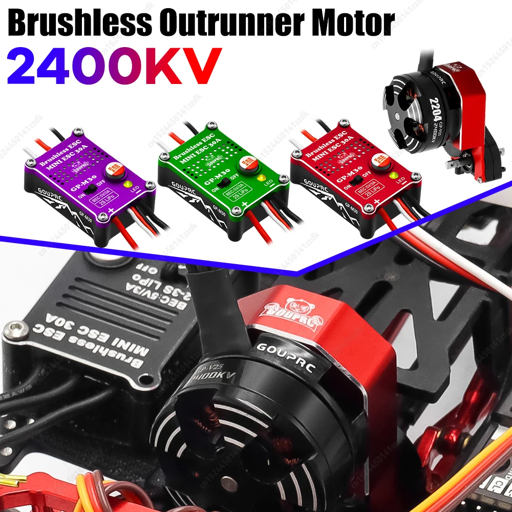 

2025 RC motor 2204 2400KV Brushless Outrunner Motor W/ Transmission & 30A Brushless ESC for 1/24 RC Crawler Axial SCX24 Upgrade