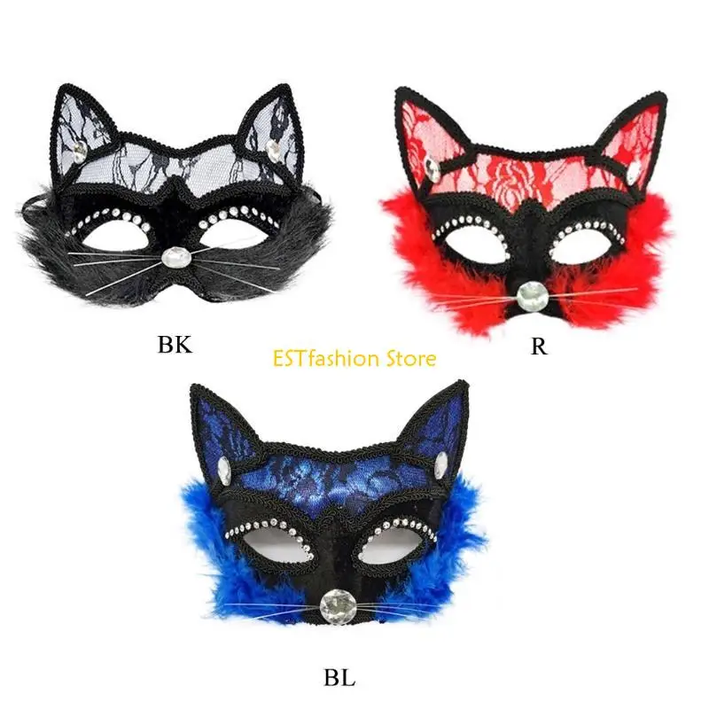 Y5gc máscara gato renda sexy máscara máscara renda sexy máscara cosplay halloween meia face