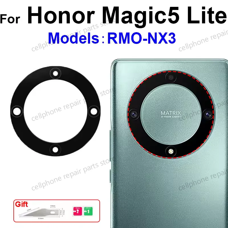Rear Camera Lens Glass with Adhesive Sticker For Honor Magic5 Lite Magic 5 Lite Back Camera Glass Inner Lens Replacement Parts