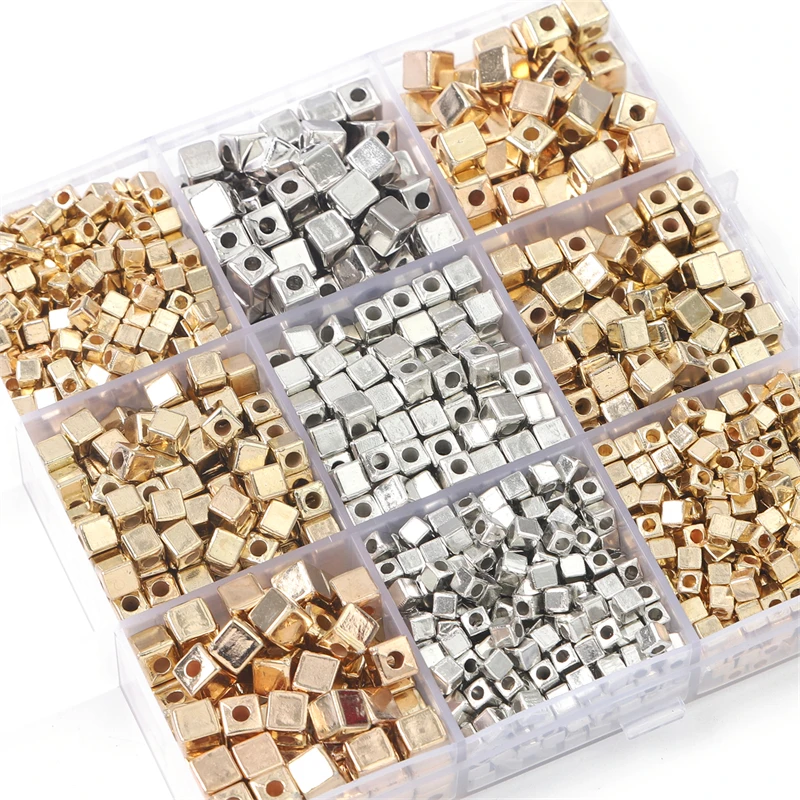 100/200/300Pcs 3/4/5mm Plastic CCB Square Cube Beads Spacer Beads For Necklace Bracelets Earrings DIY Jewelry Making Supplies