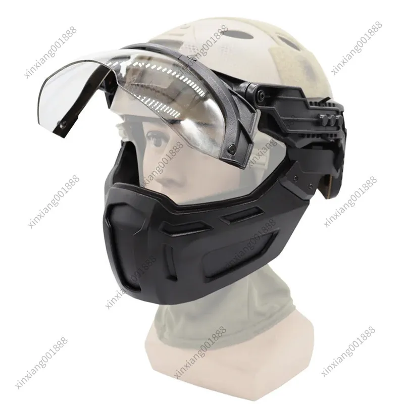 For FAST Style Outdoor Training Helmet With Half Full Face Mask Windproof Scratch Resistant Goggles Cycling Protective Gear Set