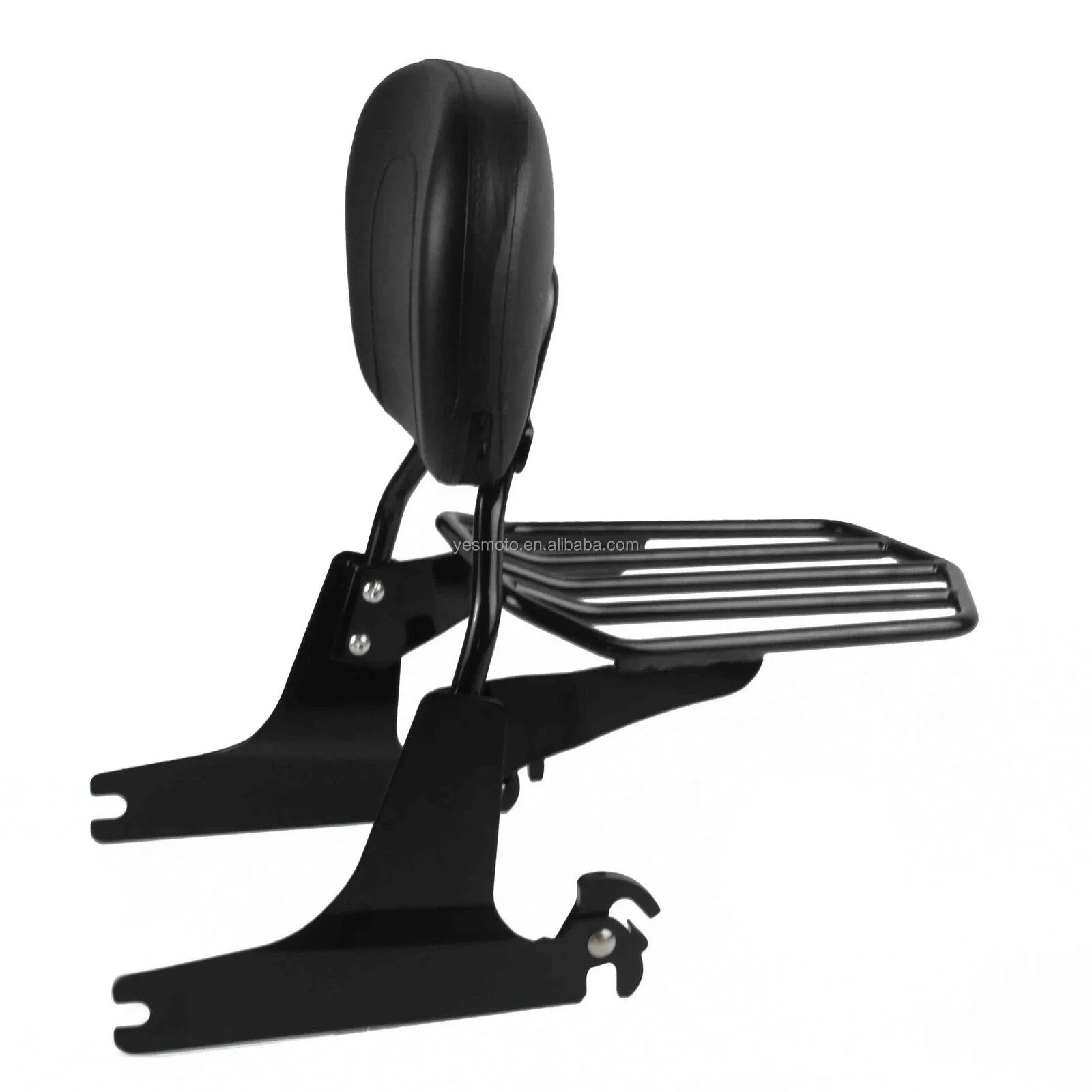 Black Backrest Sissy Bar Luggage Rack for Harley Softail Deluxe FLSTN 2005-2018