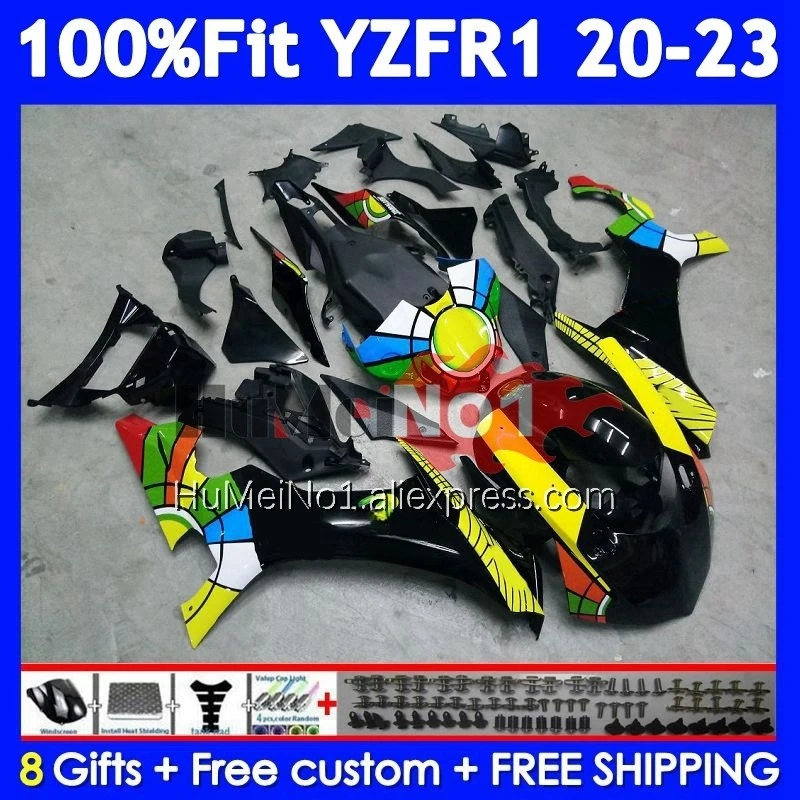 Yellow Black Injection For YAMAHA YZF R1 R 1 1000 YZF-R1 YZFR1 20 21 22 23 24 371No.28 YZF1000 2020 2021 2022 2023 2024 Fairing