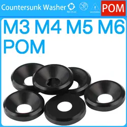 M3 M4 M5 M6 M8 M10 POM Countersunk Washer Conical Solid Plastic Concave Convex Flat Gasket Tapered Cone Insulation Washers