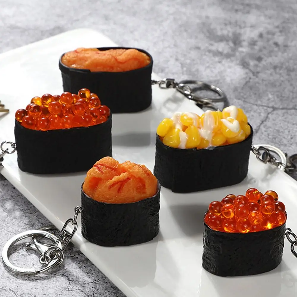 

Funny Fake Sushi Key Holder Exquisite Rice Ball Salmon Bag Hanging Pendant Luxury Fashion Simulation Food Keychain