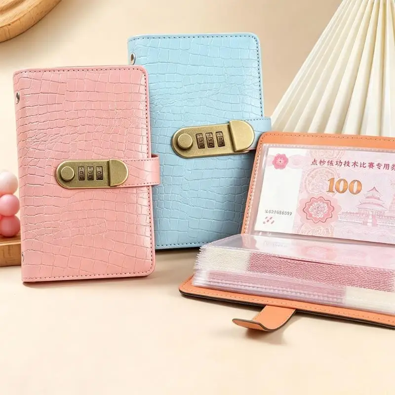 50 Page Combination Lock Notebook with Cash Pocket for Receipt Sorting Use