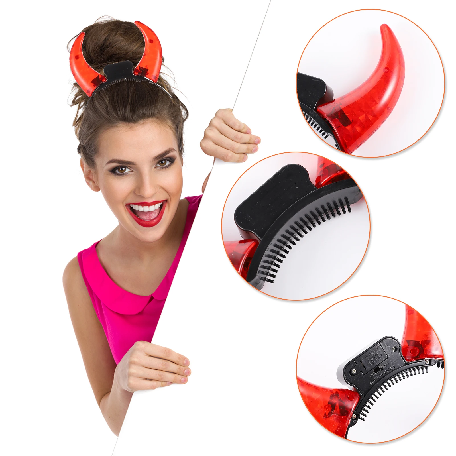 

2pcs Glowing Horn Hairband Headband Party Party Hair Accessories Halloween Costume Plastic Ox