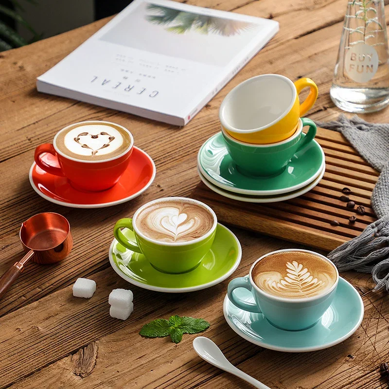 

Creative Color 150ml Espresso Cup with Saucer Home Dessert Plate Tea Cup Couple Mug Gift Office Mug Tabletop Decoration