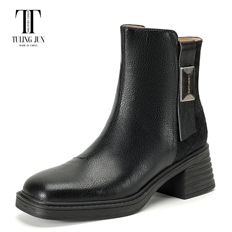 

TULING JUN 2024 New Autumn Winter Women's Short Boots Square Toe High Heel Temperament Comfort Hot Sales Shoes For Women L