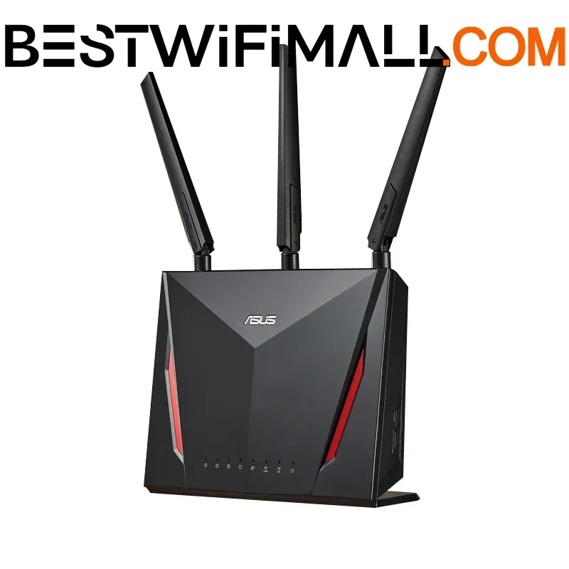 

Wi-Fi роутер ASUS RT-AC86U 802.11AC AC2900 MU-MIMO, двухдиапазонный 2.4 ГГц/5 ГГц, 1600 Мбит/с, 4 порта Gigabit, Mesh WiFi