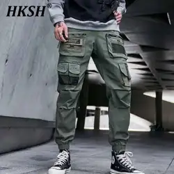 HKSH Men's Darkwear Cargo Pants Spring Autumn High Street Trendy Darkwear Casual Cropped Leggings Punk Tactical Trousers HK0005