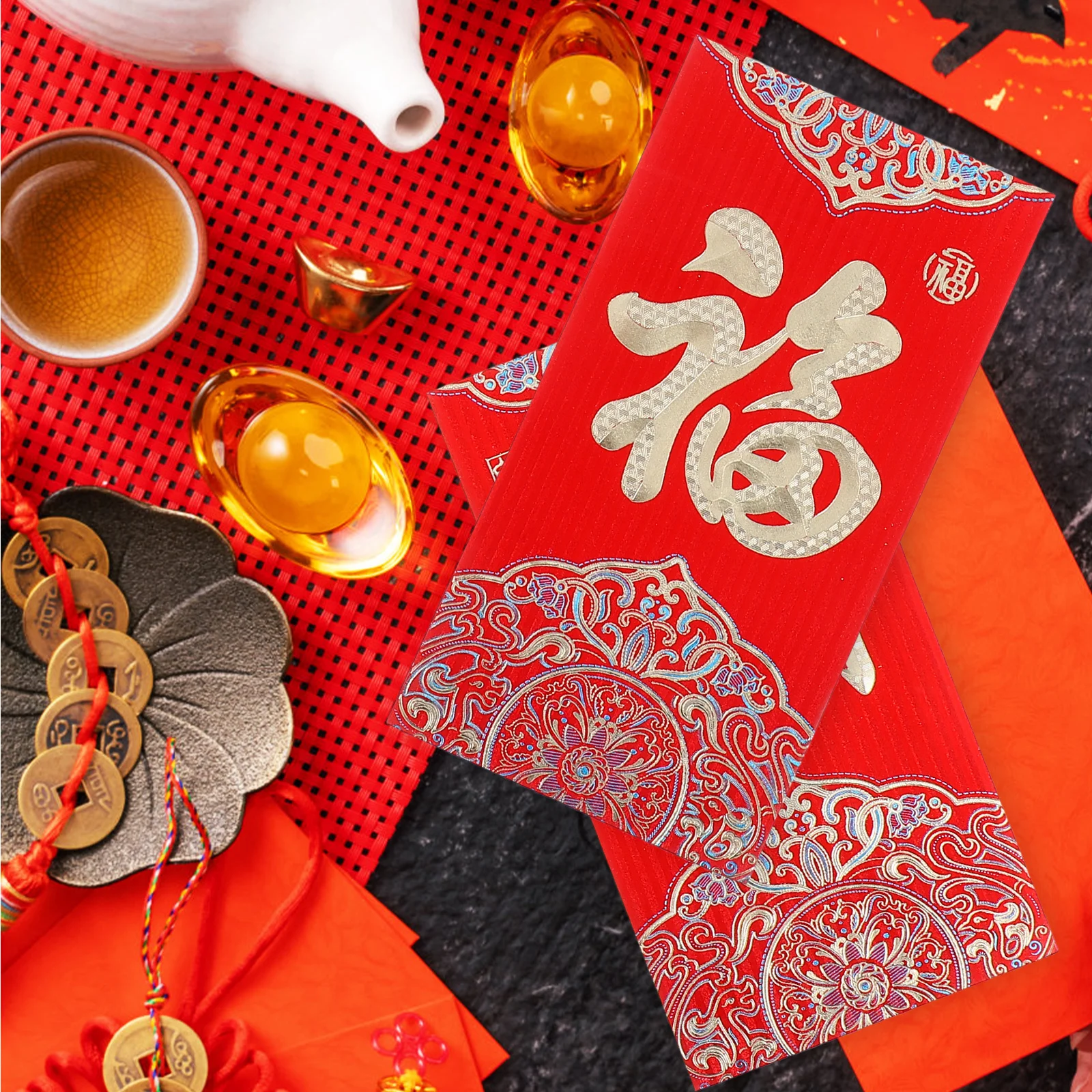 

36Pcs Red Chinese Envelopes Lunar New Year Red Packets Wedding Delicate Pattern Traditional Money Bag Decorations