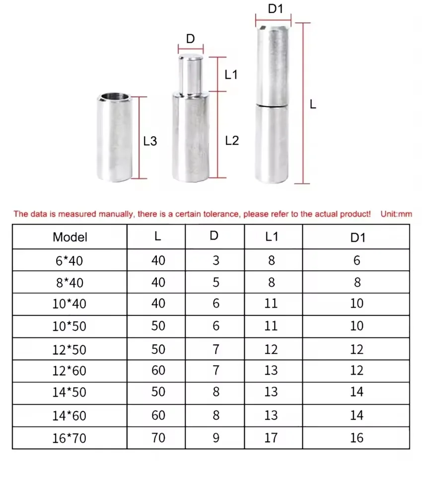 304 Stainless Steel M6 ~ M30 Round Welding Door Hinge Heavy Duty Male Female Plug Doors Shaft