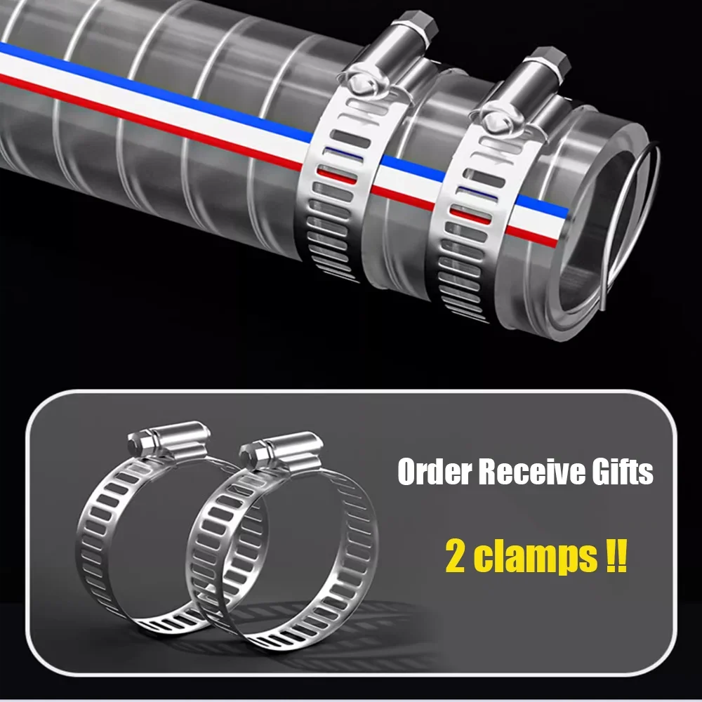 1M2M3M 4M 5M PVC transparent steel wire hose thick water pump oil pipe vacuum pipe heat-resistant oil resistant antifreeze agent