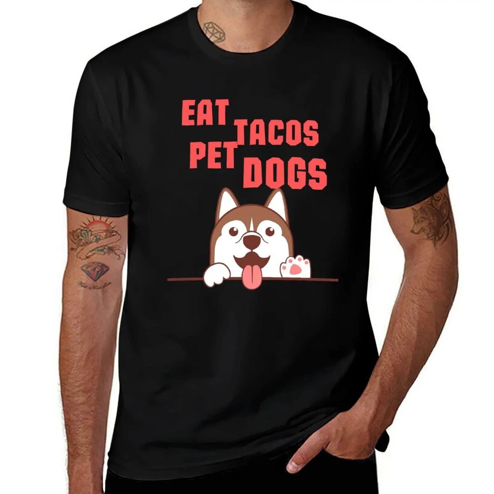 

Eat Tacos pet dogs T-Shirt oversized graphic t shirts summer tops men t shirts