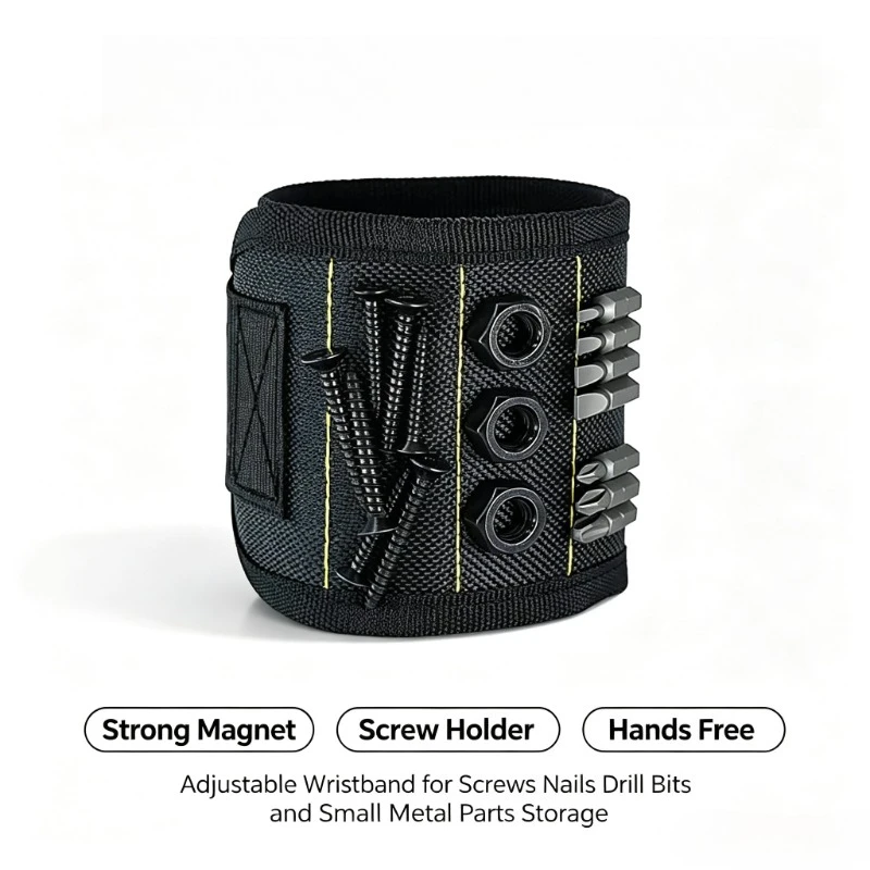 Adjustable Magnetic Wristband Strong Magnet Screw Nail Drill Bit Storage Wrist Strap Repair Tool Holder for Handyman Carpenter
