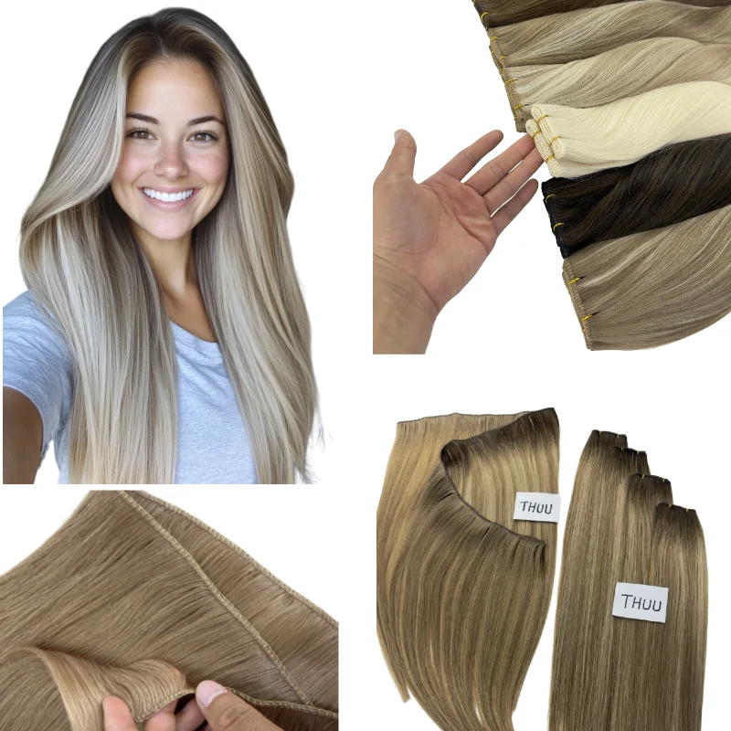 

Human Virgin Hair Super Genius Weft 22inch 100g #TTA #TSK Already Sewn Hair Weft High Density & Invisible Wholesale Dropship