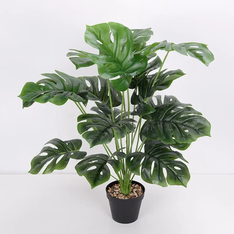 Artificial Plants Green Palm Leaves Monstera Home Garden Living Room Bedroom Balcony Decoration Tropical Plastic Fake Plant Long