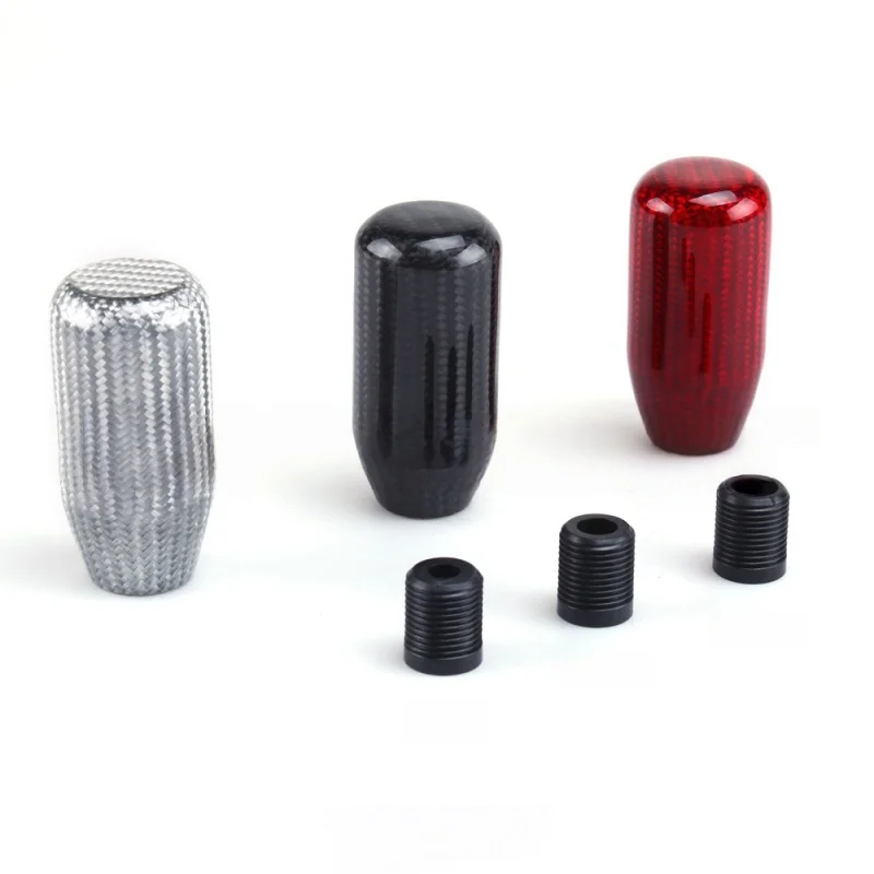 Universal Car Gear Shift Knob Carbon Fiber Material Red/Silver/Black All-Season Auto Modification Accessory