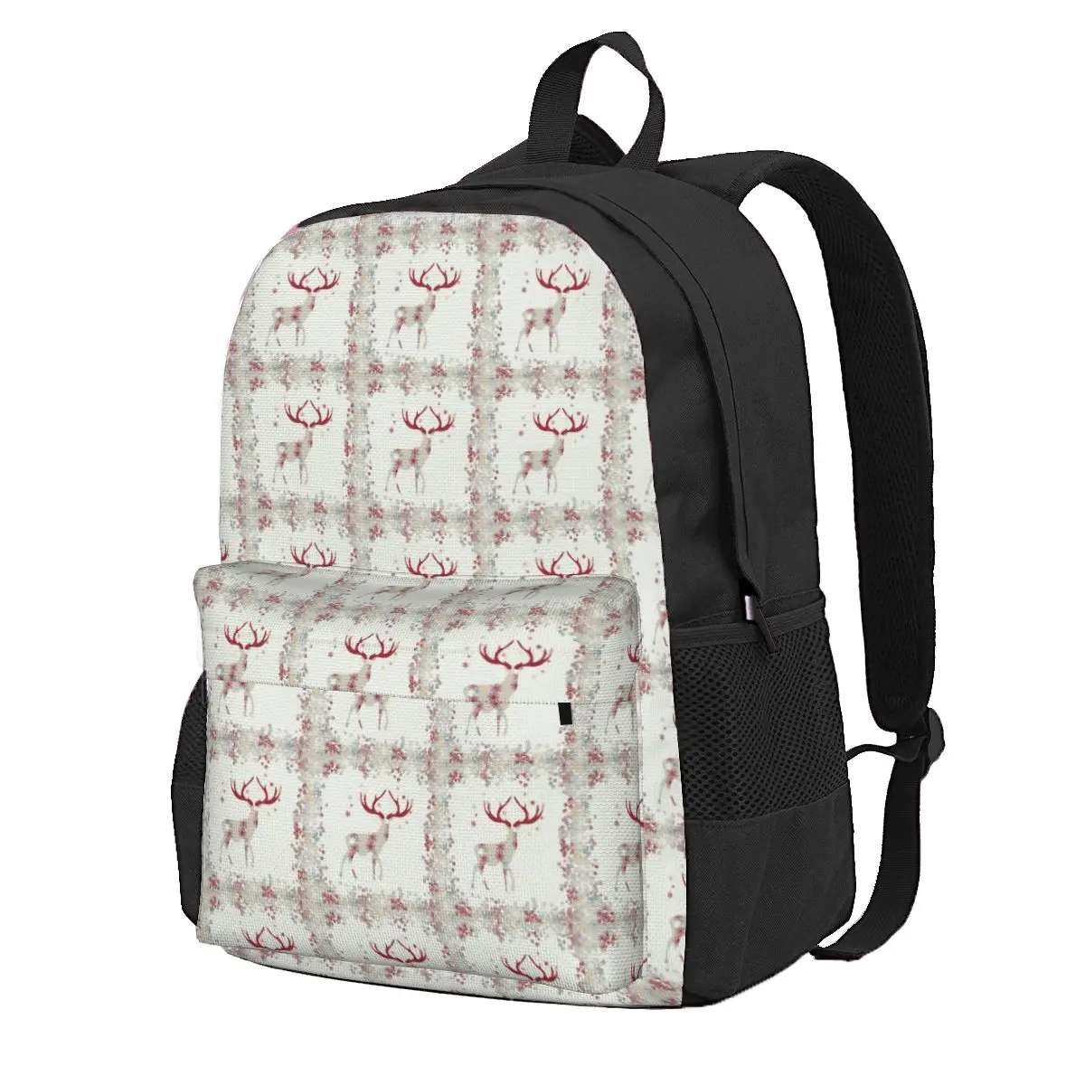 

Snowflake Deer Backpack Christmas Stag Sport Backpacks Youth High Quality Breathable School Bags Stylish Rucksack