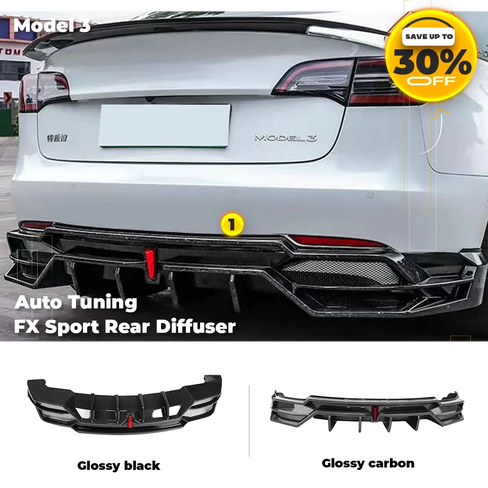 

For Tesla Model 3 Body Kits FX Sport Model3 Rear Diffuser Tesla Rear Spoiler Bumper Lip Tesla 2024 Exterior Tuning