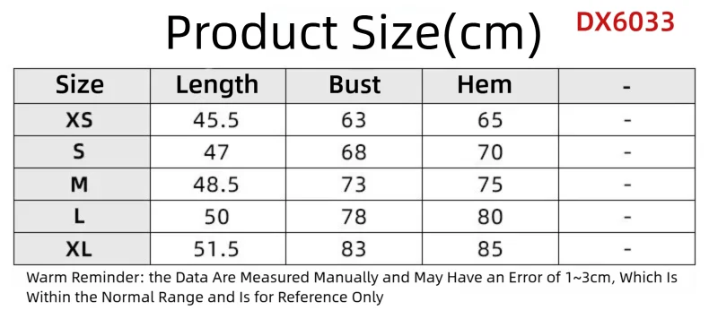 Size chart and fit details