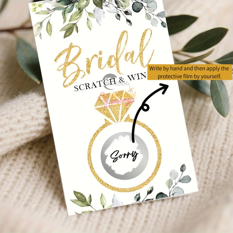 Custom Mystery Theme Scratch Off Lottery Cards  with Protective Scratch Film, Personalized Scratch Tickets for Bridal Shower view 4