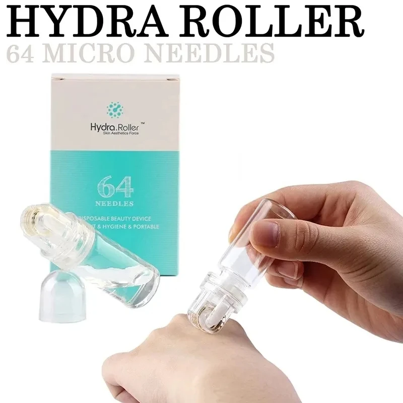 Hydra Roller 64 Beauty Skin Care เครื่องมือ Titanium Microneedle Facial Skin Care ขวดลูกกลิ้งนํากลับมาใช้ใหม่ได้