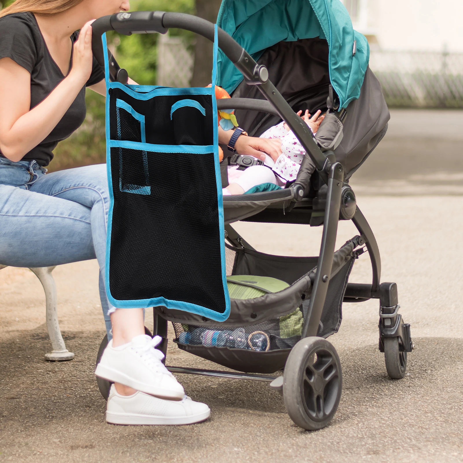 

Universal Baby Stroller Organizer Bag Large Capacity Lightweight Hanging Storage For Diapers Bottle Travel Essentials