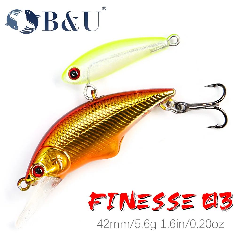 

B&U Sinking Minnow Saltwater Fishing Lure Artificial Baits for Bass Perch Pike Trout, Japanese Design, 42mm, 5.6g