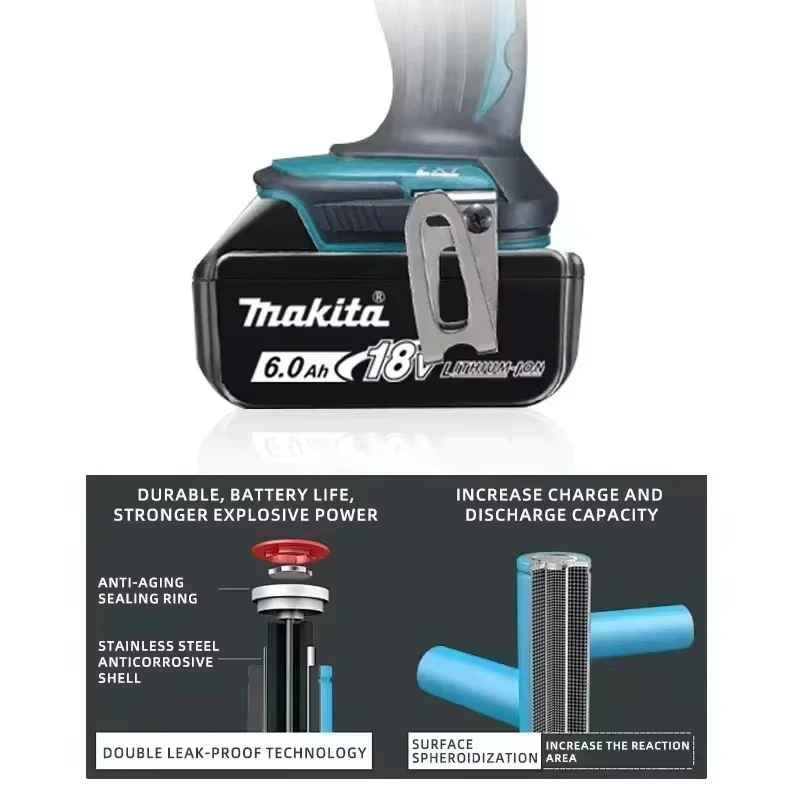 Batteria originale agli ioni di litio ricaricabile Makita 18V 6.0Ah, batteria di ricambio 18V 6000mAh per modelli Bl1860, Bl1850, Bl1860B