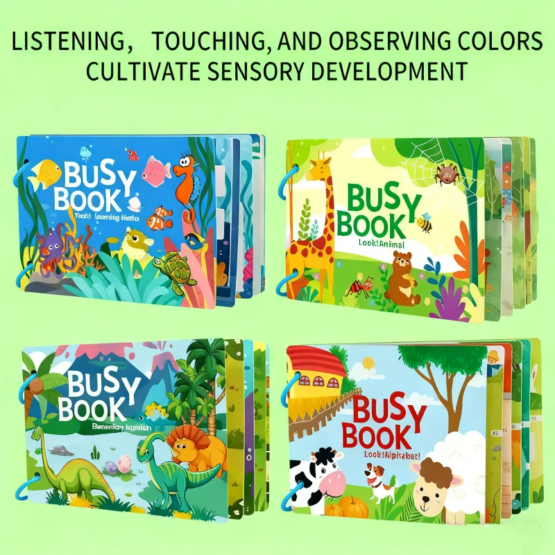 Busy Book for Toddlers Ages 2-6 Quiet Book Preschool Learning Activity Reusable Sticker & Velcro Matching Montessori Fine Mot