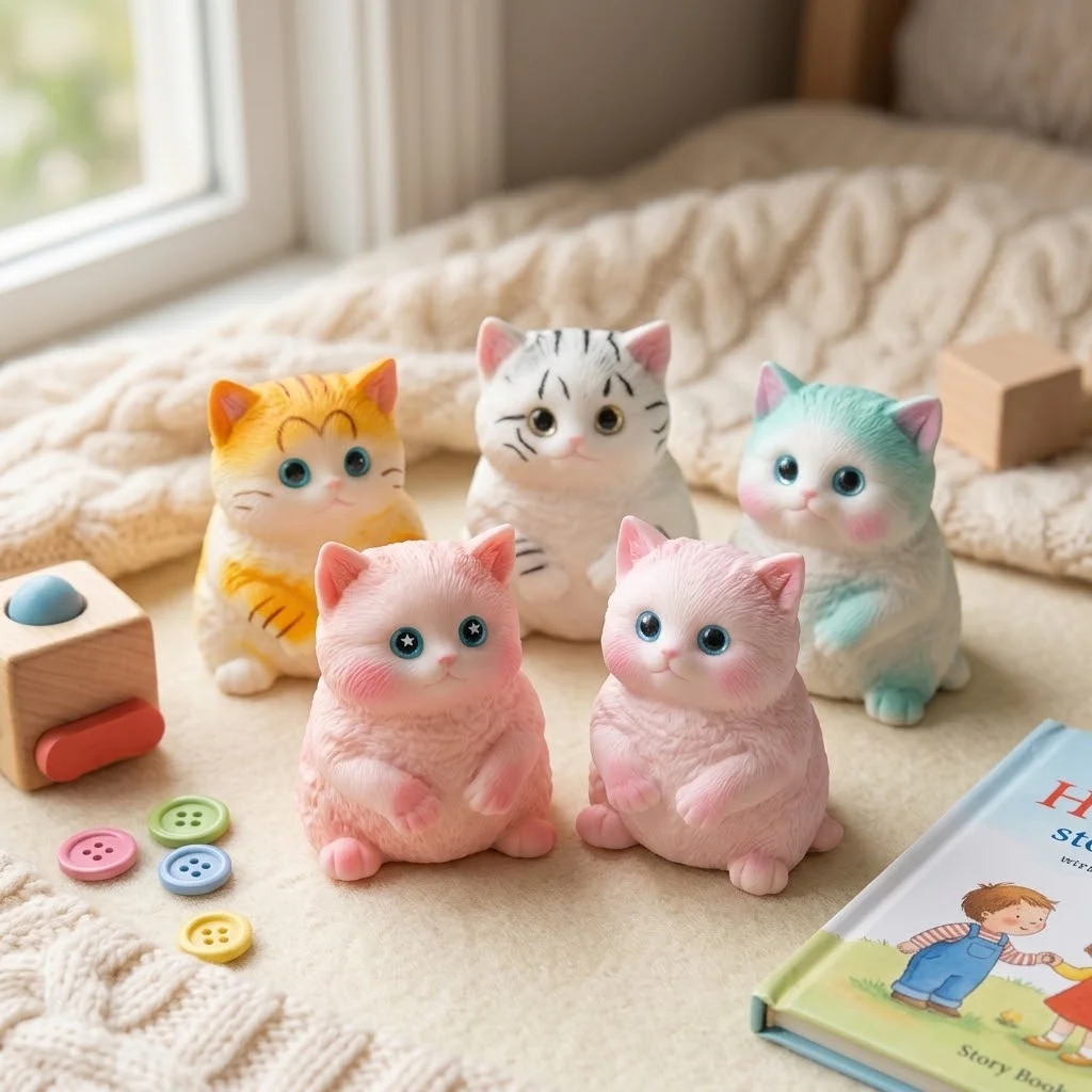 Cute Pink Cat Squishy Toy - Soft Slow Rising Foam Stress Relief Squeeze Toy for Anxiety Calming, Eco-Friendly BPA Free Fidget De