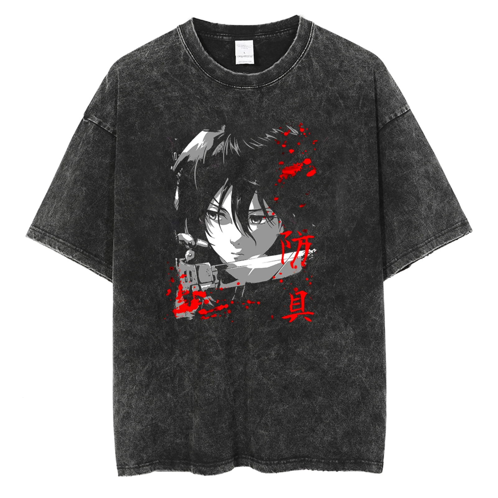 

Men Streetwear Anime Graphic Print T-shirt Harajuku Washed Vintage T-Shirts Oversized Women Summer Fashion Cotton Top Tee Unisex