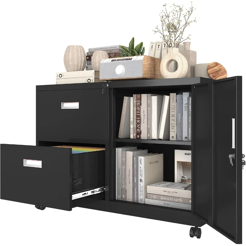 Metal Office Storage Cabinet with 2 drawers and 1 Adjustable Shelf, 30