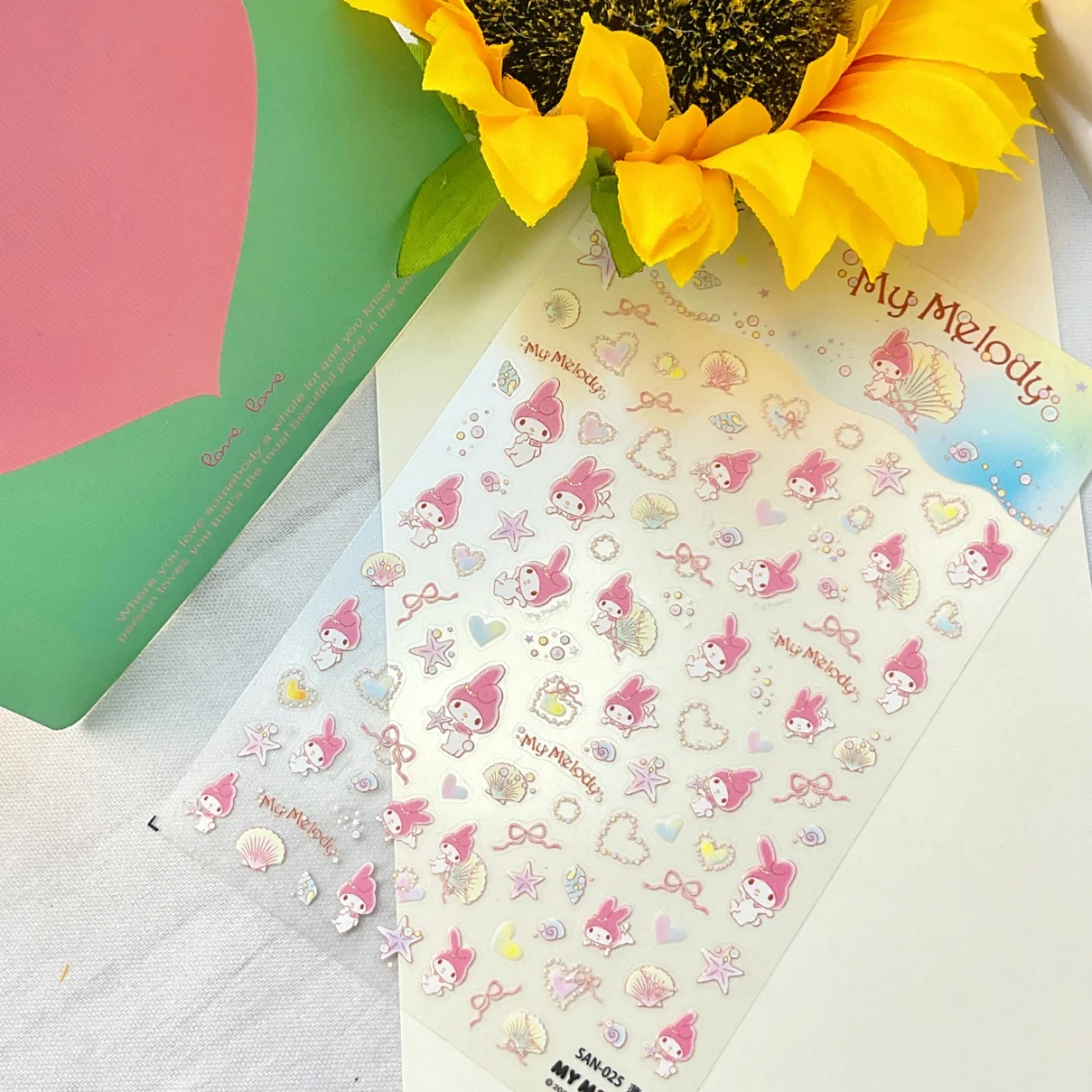 

1 sheet Lovely Melody Sanrio embossed nail sticker tomoni Disney Girl Heart nail sticker