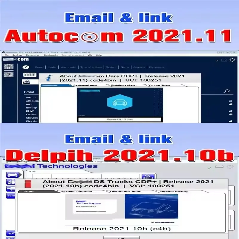 For Autocom 2021.11 Delphi 2021.10b hot Softwares Car Truck Diagnostic Tools Obd Scanner VCI AK DS150E link