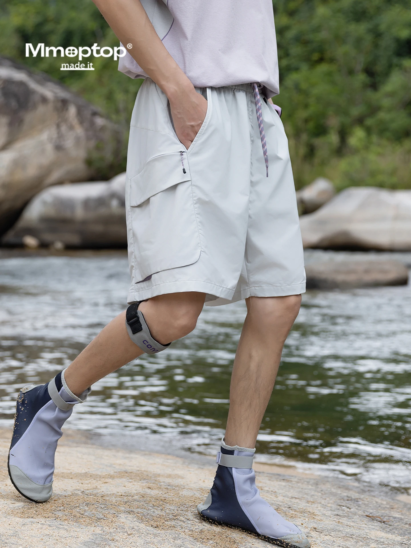 

Loose Fit Outdoor Men's Shorts Five Pockets Workwear Style Casual Summer Polyester Fiber Straight Leg Regular Waist