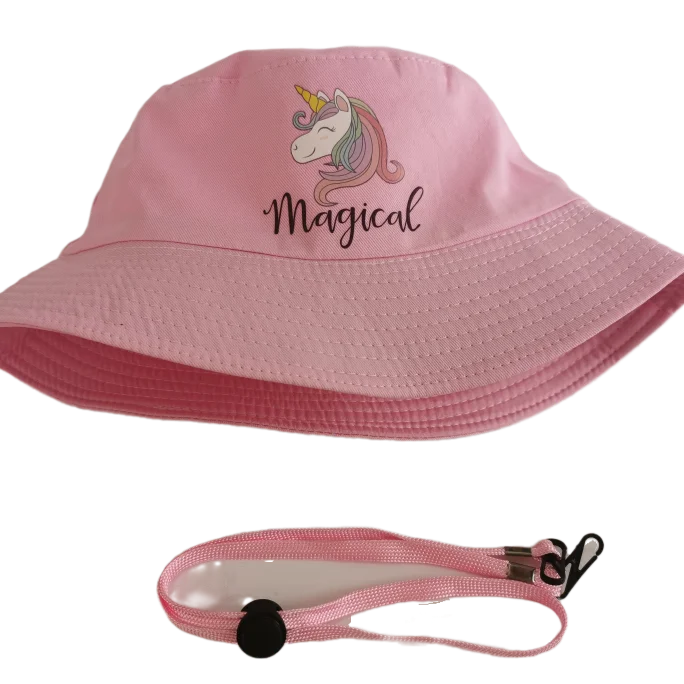 girls bucket hat unicorn hats cap accessories girls summer sun fishing hat cap for kids Windproof rope mommy and me bonnets