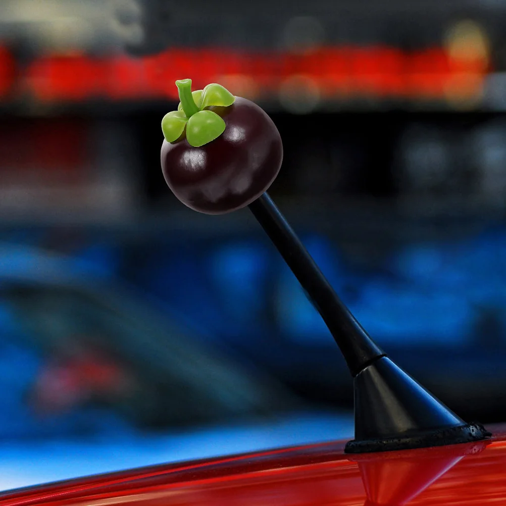 2 قطعة مانغوستين هوائي السيارة القبعات العالية سقف الديكور لطيف الفاكهة السيارات التصميم الخارجي ملحق للمركبة سقف السيارة حلية #3