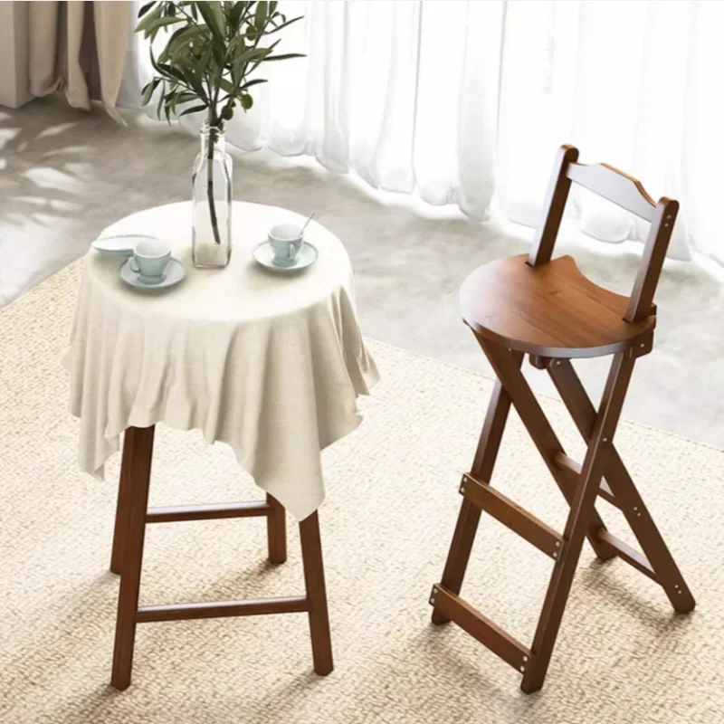 เก้าอี้บาร์ไม้ไผ่พับได้มีสไตล์และตามหลักสรีรศาสตร์/เก้าอี้รับประทานอาหาร - เหมาะสําหรับห้องครัว บาร์ และสตูดิโอศิลปะ มีเสถียรภาพและไม่เสียรูป