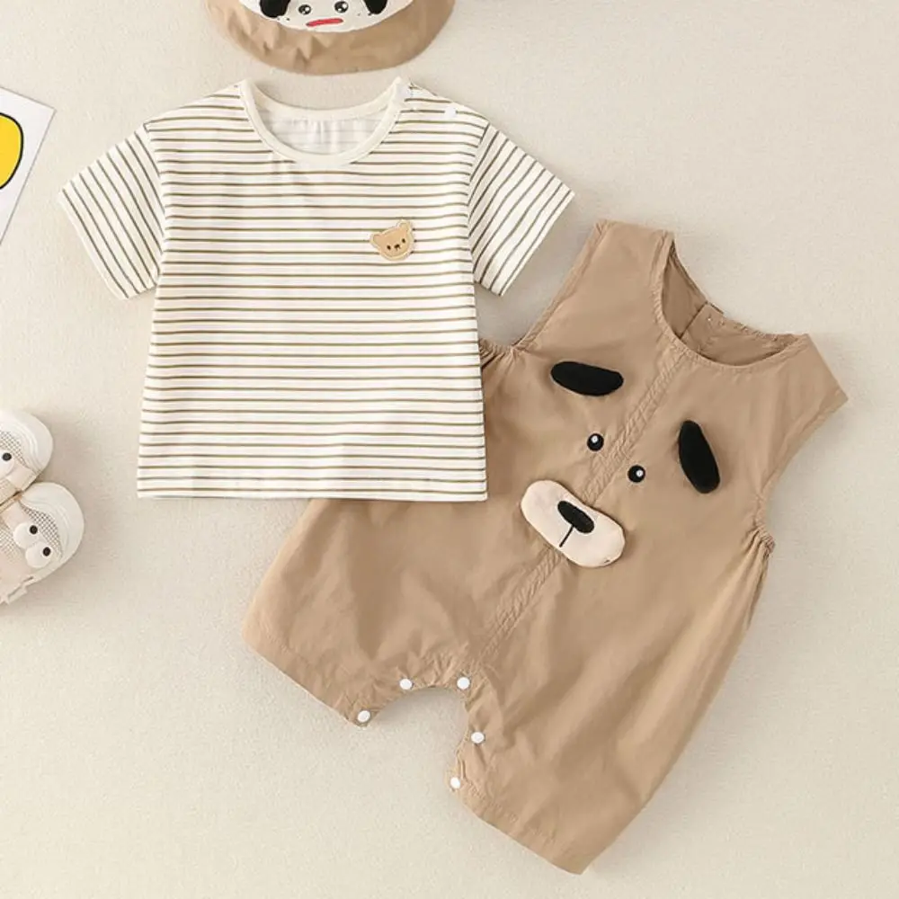 Stripe Baby Jumper Romper Bodysuit Overalls Cartoon Dog Baby Jumpsuit Cotton Infant Romper Toddle Climb Suit Newborn Baby