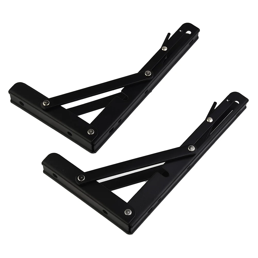 Set of 2 Folding Bracket Supports for Campervan Table Shelf with Stainless Steel Triangular Design for Motorhome Use