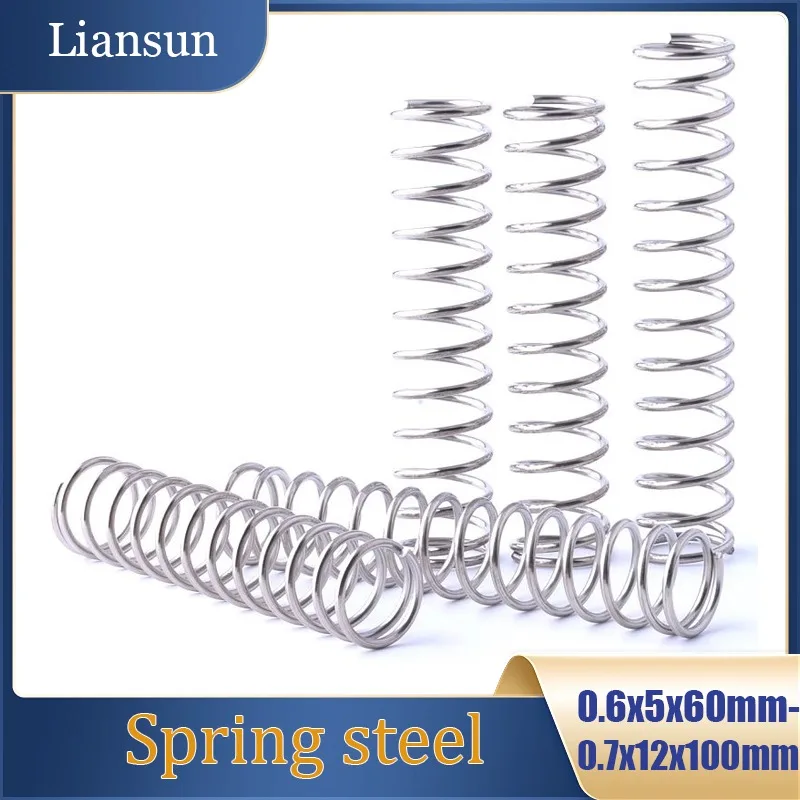 

5Pcs 0.6x5x60mm - 0.7x12x100mm Galvanized Wire Compression Spring Small Compression Return Spring Y-Type Spring Steel