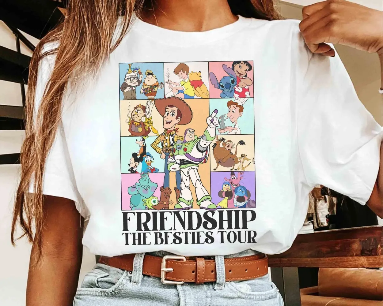 

Рубашка «Дружба Диснея» The Besties Tour, одинаковая футболка «Лучшие друзья» с изображением Диснея «Друзья» «История игрушек «Микки и друзья»