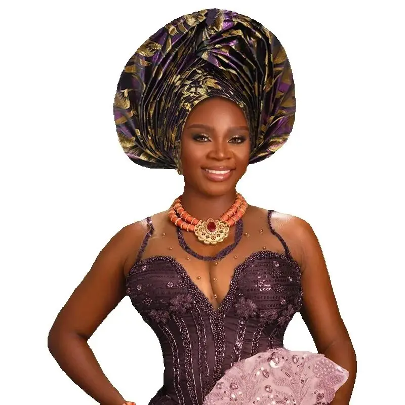 Exaggerated Auto Gele Already Made Headtie for Women African Head Wrap Nigerian Wedding Party Head Ties Female Turban Cap Bonnet