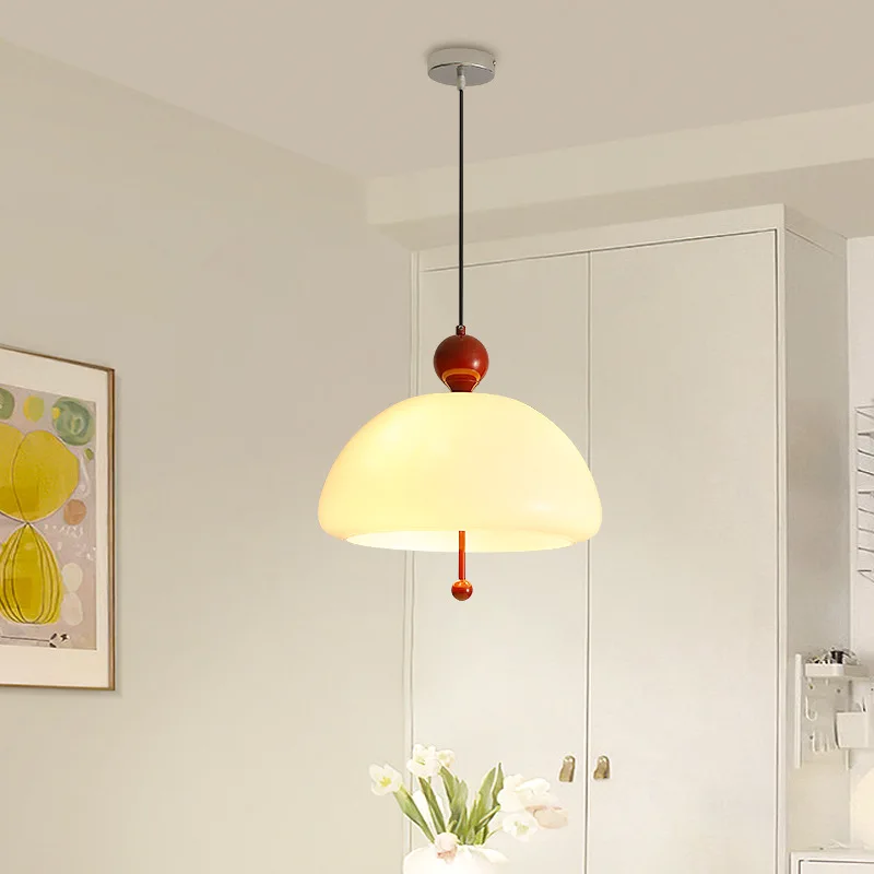 French Cream style Restaurant Pendant Light Nordic Single Head 2023 New Middle Ages Bauhaus Study Children\'s Room Lighting