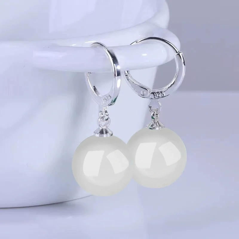 

Design For Korean White 12MM Pearl 18K Gold 925 Sterling Silver Stud Earrings for Women Jewelry Gift